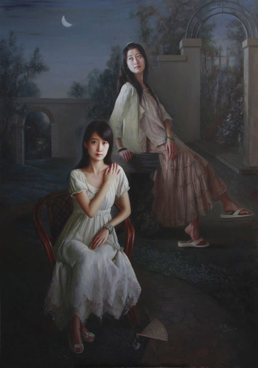 安静油画：《与清风明月同坐》180x120(cm)2013年